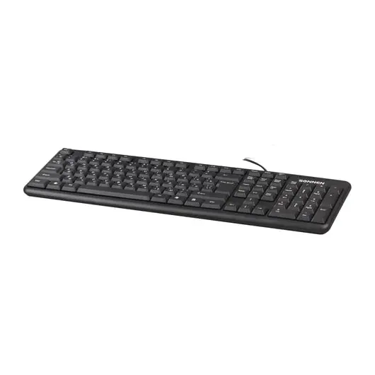 Клавиатура проводная SONNEN KB-8136, USB, 107 клавиш, черная, 512651, фото 1