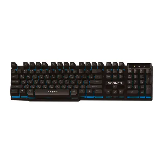 Клавиатура проводная SONNEN KB-7010, USB, 104 клавиши, LED-подсветка, черная, 512653, фото 3