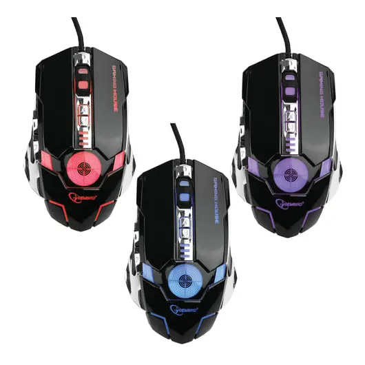 Мышь проводная игровая GEMBIRD MG-530, USB, 5 кнопок + 1 колесо-кнопка, оптическая, черная, фото 3