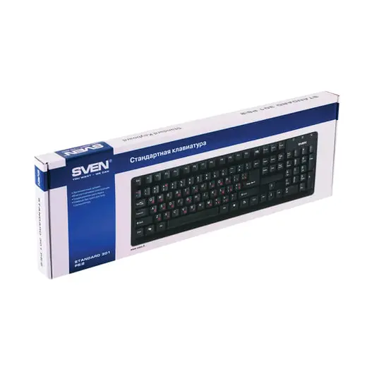 Клавиатура проводная SVEN Standard 301, USB, 104 клавиши, чёрная, SV-03100301UB, фото 3
