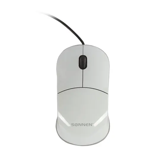 Мышь проводная SONNEN М-2241W, USB, 1000 dpi, 2 кнопки + 1 колесо-кнопка, оптическая, белая, 512634, фото 1