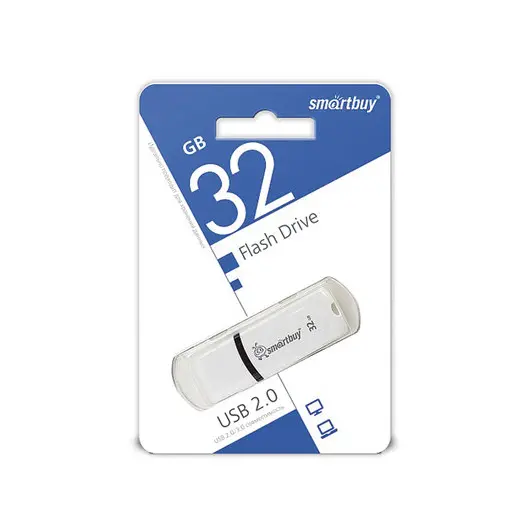 Флэш-диск 32 GB, SMARTBUY Paean, USB 2.0, белый, SB32GBPN-W, фото 3