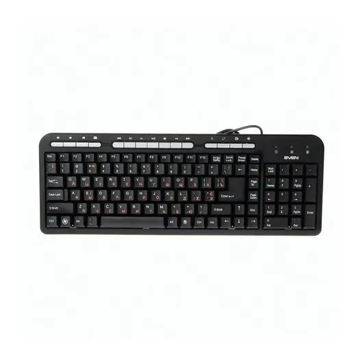 Клавиатура проводная SVEN Standard 309M, USB, 104 клавиши + 15 дополнительных клавиш, мультимедийная, черная, SV-03100309UB, фото 2