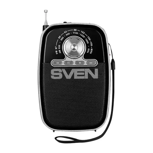 Радиоприёмник SVEN SRP-445, 3 Вт, FM/AM, USB, microSD, пластик, аккумулятор, черный, SV-017118, фото 2