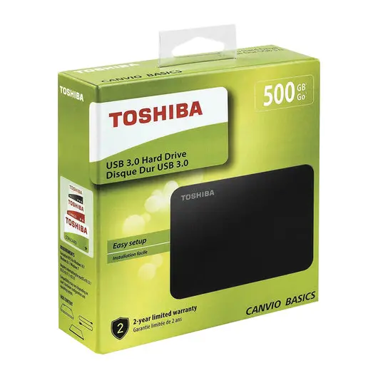 Диск жесткий внешний HDD TOSHIBA Canvio Basics 500GB, 2.5&quot;, USB 3.0, черный, HDTB405EK3AA, фото 4