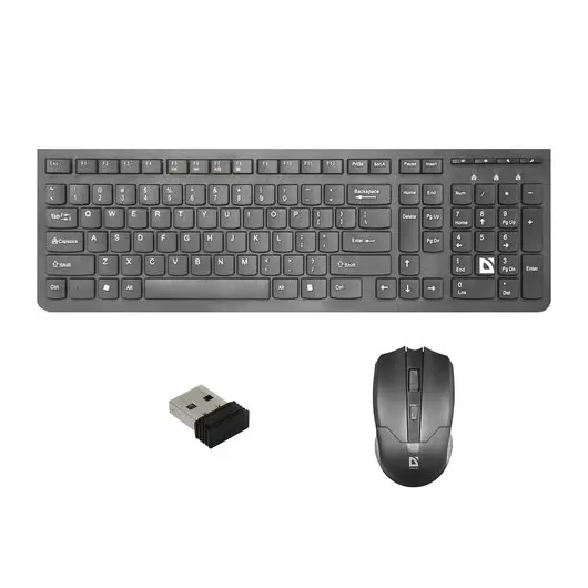 Набор беспроводной DEFENDER Columbia C-775RU, USB, клавиатура, мышь 3 кнопки + 1 колесо-кнопка, черный, 45775, фото 1