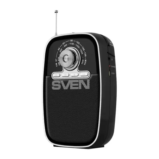 Радиоприёмник SVEN SRP-445, 3 Вт, FM/AM, USB, microSD, пластик, аккумулятор, черный, SV-017118, фото 1