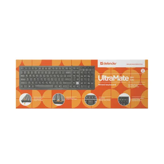 Клавиатура проводная DEFENDER UltraMateSM-530 RU, USB, 104 + 16 допополнительных клавиш, черная, 45530, фото 6