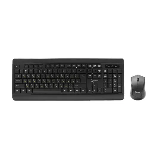 Набор беспроводной GEMBIRD KBS-8001, клавиатура 104 клавиши, мышь 2 кнопки + 1 колесо-кнопка, черный, фото 1