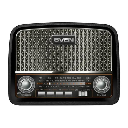 Радиоприёмник SVEN SRP-555, 3 Вт, FM/AM/SW, USB, microSD, встроенная антенна, пластик, черный, SV-017170, фото 2