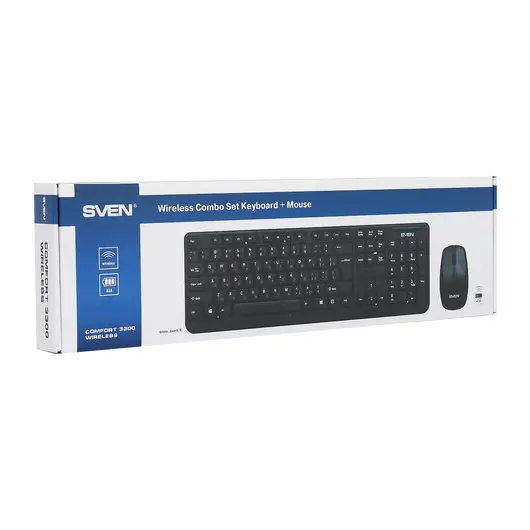 Набор беспроводной SVEN Comfort 3300, клавиатура 104 клавиши, мышь 2 кнопки + 1 колесо-кнопка, черный, SV-03103300WB, фото 8