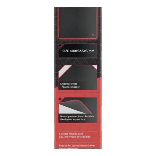 Коврик для мыши игровой DEFENDER Black XXL, ткань+резина, 400x355x3 мм, черный, 50559, фото 4