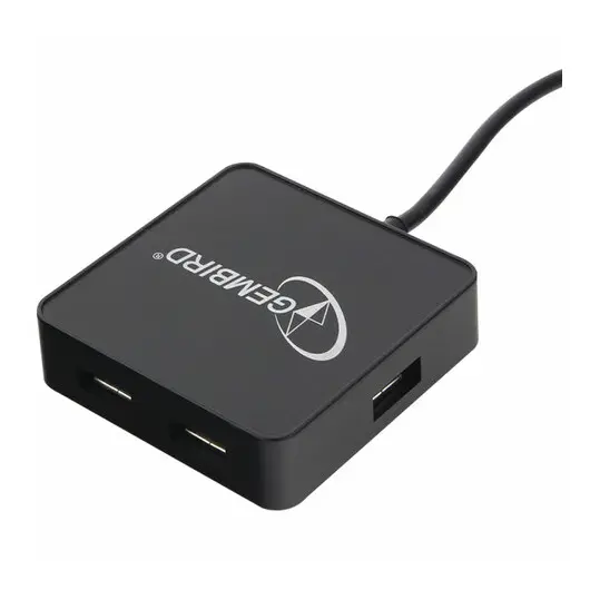 Хаб GEMBIRD UHB-242, USB 2.0, 4 порта, кабель 0,5 м, черный, фото 1