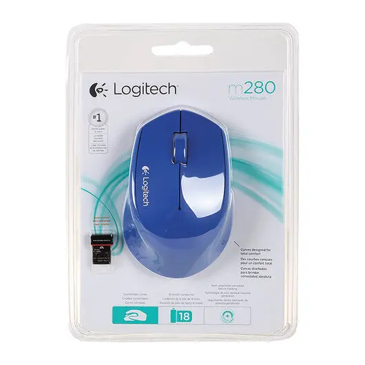 Мышь беспроводная LOGITECH M280, 1000dpi, USB, синяя, 910-004294/910-004290, фото 12