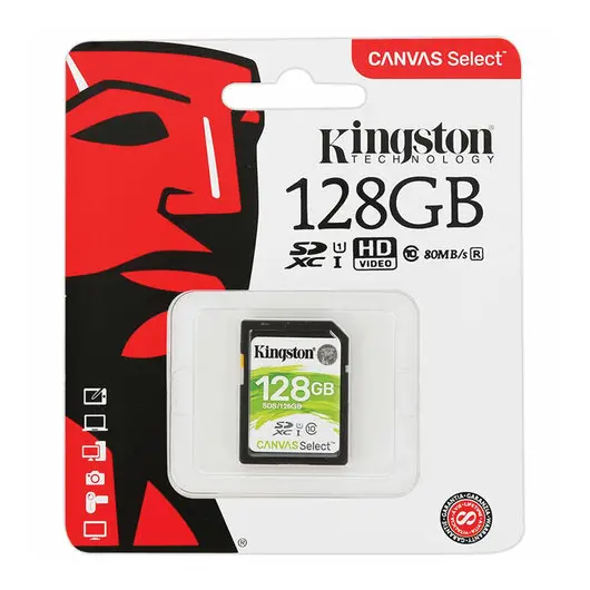 Карта памяти SDXC 128 GB KINGSTON Canvas Select Plus UHS-I U1, 100 Мб/сек (class 10), SDS2/128GB, фото 2