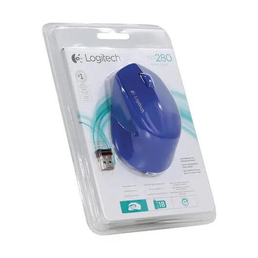 Мышь беспроводная LOGITECH M280, 1000dpi, USB, синяя, 910-004294/910-004290, фото 11