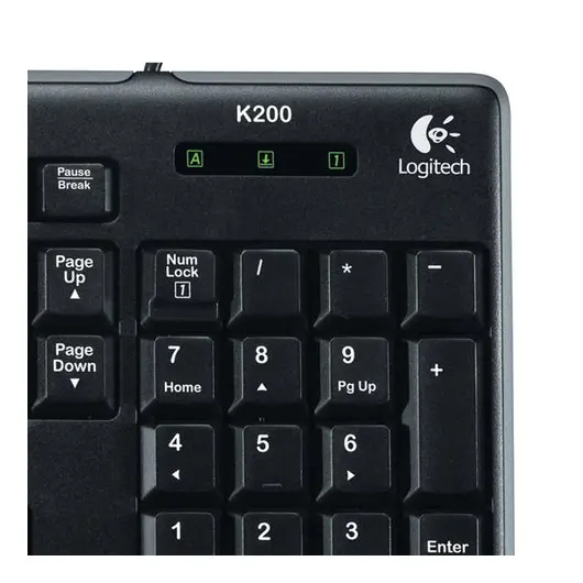 Клавиатура проводная LOGITECH K200, 112 клавиш + 8 дополнительных клавиш, USB, чёрная, 920-008814, фото 4