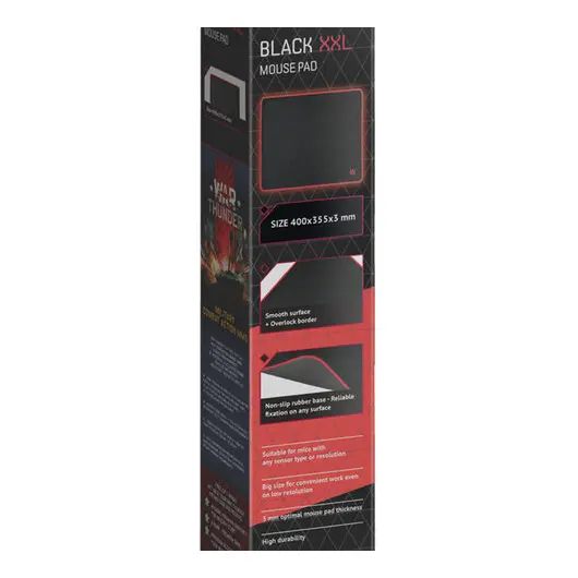 Коврик для мыши игровой DEFENDER Black XXL, ткань+резина, 400x355x3 мм, черный, 50559, фото 5