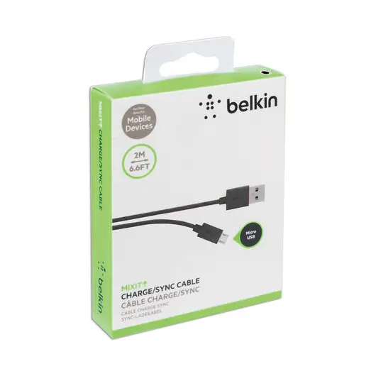 Кабель USB 2.0-microUSB 2.0 м BELKIN, для подключения портативных устройств и периферии, F2CU012bt2M, F2CU012bt2M-WHT, фото 4