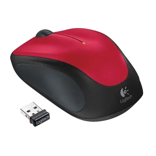 Мышь беспроводная LOGITECH M235, 2 кнопки+1 колесо-кнопка, оптическая, красно-чёрная, 910-002496, фото 2