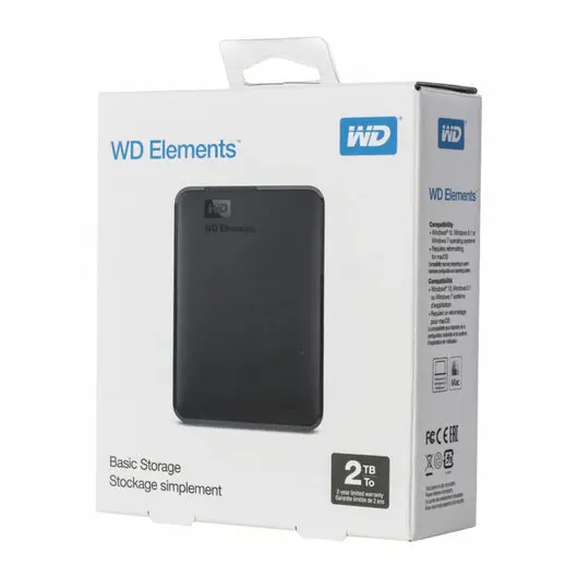 Диск жесткий внешний HDD WESTERN DIGITAL Elements 2TB 2.5&quot;, USB 3.0, черный, WDBMTM0020BBK-EEUE, фото 6