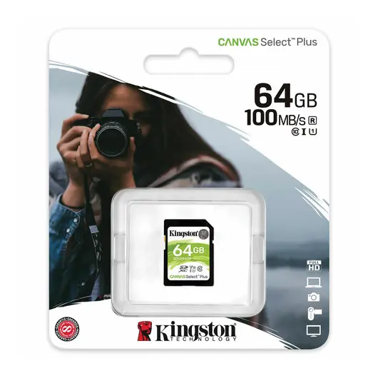 Карта памяти SDXC 64 GB KINGSTON Canvas Select Plus UHS-I U1, 100 Мб/сек (class 10), SDS2/64 GB, SDS2/64GB, фото 3
