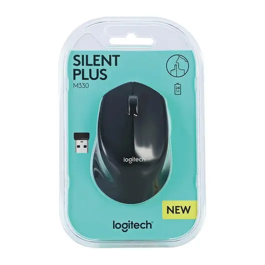 Мышь беспроводная LOGITECH M330 Silent Plus, 1000dpi, USB, чёрная, 910-004909, фото 10