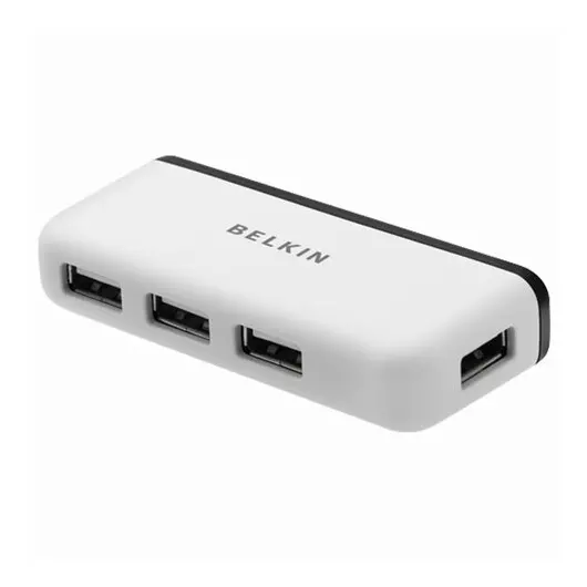 Хаб BELKIN Square Travel, USB 2.0, 4 порта, кабель 0,12 м, черный, F4U021bt, фото 1