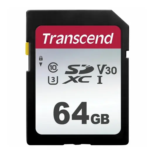 Карта памяти SDXC 64GB TRANSCEND UHS-I U3, V30, 95 Мб/сек (class 10), TS64GSDC300S, фото 1