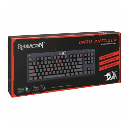 Клавиатура проводная REDRAGON Dark Avenger, USB, 87 клавиш, с подсветкой, черная, 750, 75087, фото 4