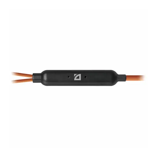 Наушники с микрофоном (гарнитура) вкладыши DEFENDER OutFit W770,проводные, 1,5 м, черные с оранжевым, 63772, фото 4