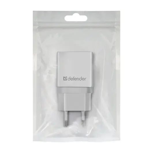 Зарядное устройство сетевое (220 В) DEFENDER EPA-10, 1 порт USB, выходной ток 2,1 А, белое, 83549, фото 3