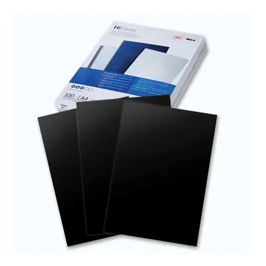 Обложки для переплета GBC, комплект 100 шт., HiGloss, А4, картон 250 г/м2, черные, CE020010, фото 1