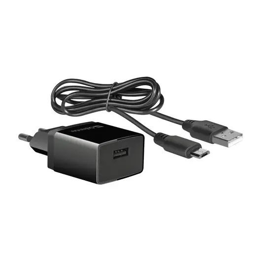 Зарядное устройство сетевое (220 В) DEFENDER UPC-11, кабель microUSB 1м, вых.ток 2,1 А,черное, 83556, фото 4