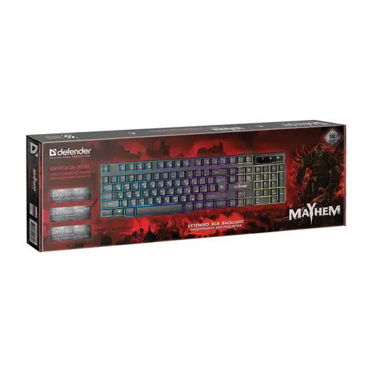 Клавиатура проводная игровая DEFENDER Mayhem GK-360DL,USB, 104 клавиши, с подсветкой, черная, 45360, фото 7