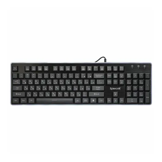 Клавиатура проводная игровая REDRAGON Dyaus, USB, 104 клавиши, с подсветкой, черная, 75076, фото 1