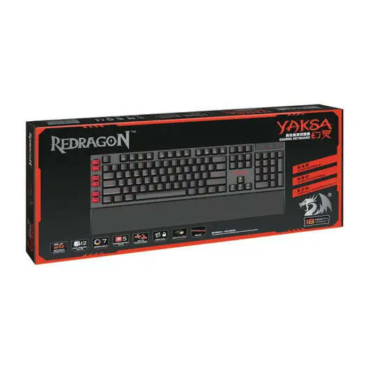 Клавиатура проводная игровая REDRAGON Yaksa, USB, 104 клавиши, с подсветкой, черная, 70391, фото 6