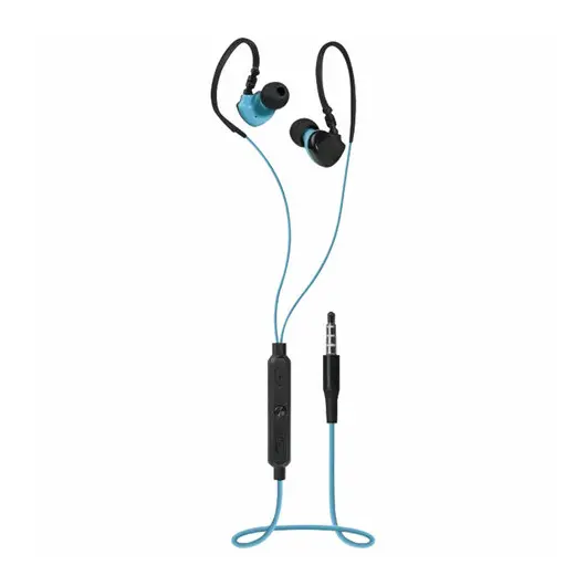 Наушники с микрофоном (гарнитура) вкладыши DEFENDER OutFit W770, проводные,1,5 м, черныйе с голубым, 63771, фото 1