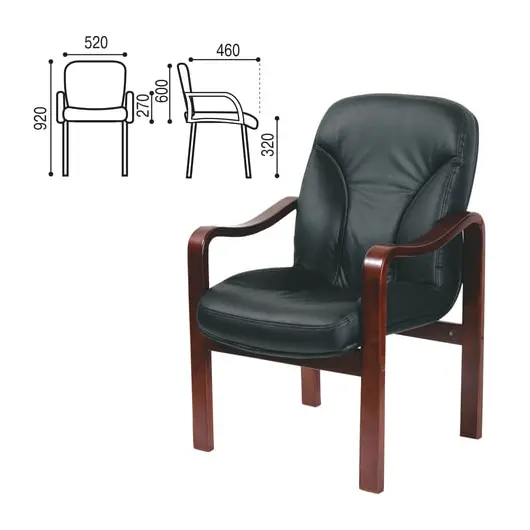 Кресло для приемных и переговорных СН-658/CH-422, кожа, черное, 6025104, фото 1
