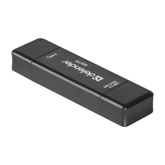 Картридер DEFENDER Multi Stick, USB 2.0, microUSB, Type-C, порты SD, micro SD , черный, 83206, фото 6