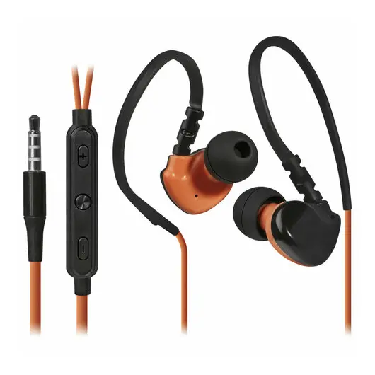 Наушники с микрофоном (гарнитура) вкладыши DEFENDER OutFit W770,проводные, 1,5 м, черные с оранжевым, 63772, фото 2