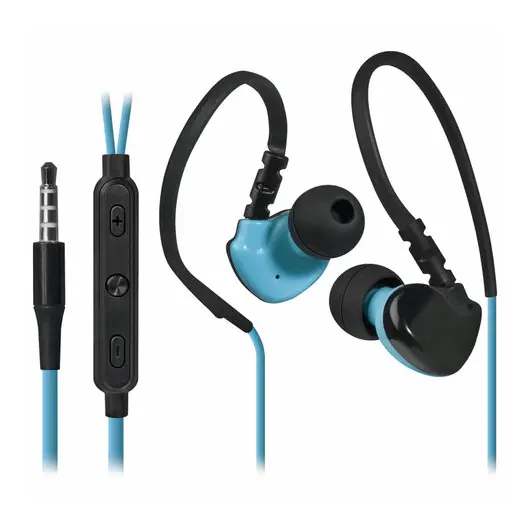 Наушники с микрофоном (гарнитура) вкладыши DEFENDER OutFit W770, проводные,1,5 м, черныйе с голубым, 63771, фото 2