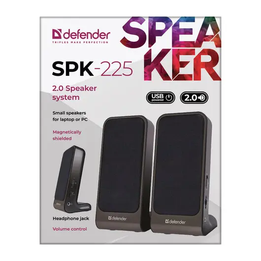 Колонки компьютерные DEFENDER SPK-225, 2.0, 4 Вт, пластик, черные, 65220, фото 7