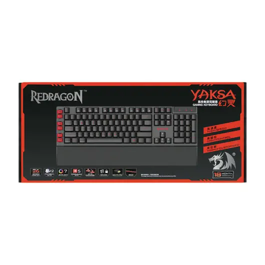 Клавиатура проводная игровая REDRAGON Yaksa, USB, 104 клавиши, с подсветкой, черная, 70391, фото 5
