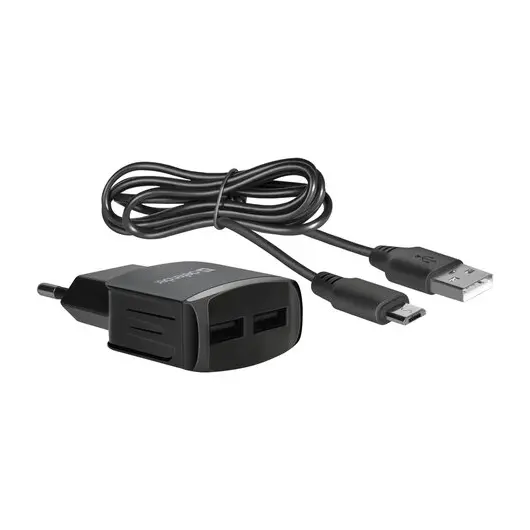 Зарядное устройство сетевое (220 В) DEFENDER UPC-21, кабель microUSB 1 м, выходной ток 2,1 А, черное, 83581, фото 4