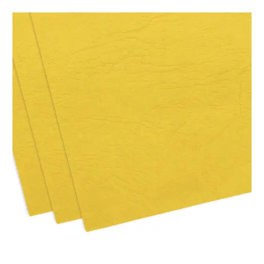 Обложки картонные для переплета, А4, КОМПЛЕКТ 100 шт., тиснение под кожу, 230 г/м2, желтые, BRAUBERG, 530950, фото 3