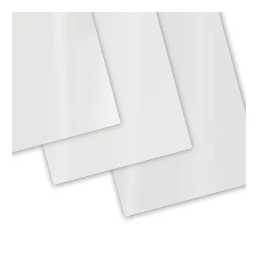 Обложки картонные для переплета, А4, КОМПЛЕКТ 100 шт., глянцевые, 250 г/м2, белые, BRAUBERG, 530840, фото 3