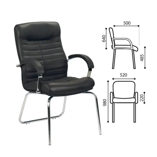 Кресло для приемных и переговорных &quot;Orion CFA/LB steel chrome&quot;, кожа, черное, фото 1