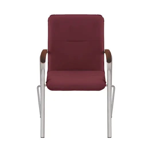 Кресло для приемных и переговорных &quot;Samba&quot; (дерево 1.023), хромированный каркас, кожзам бордовый V-25, фото 3