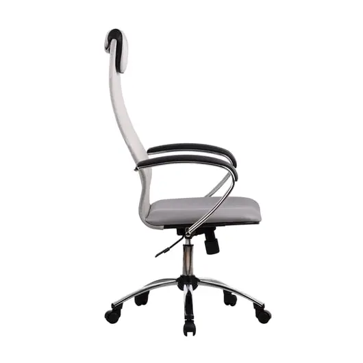 Кресло офисное МЕТТА &quot;BK-8CH&quot;, ткань-сетка, хром, светло-серое, фото 2